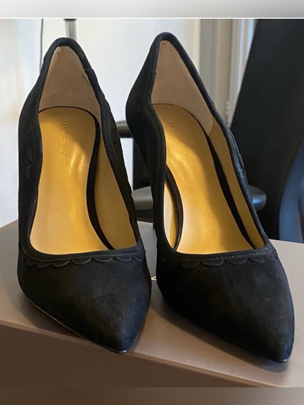 NIB Ann Taylor Mila Wavy Pump in Black Suede - 8M